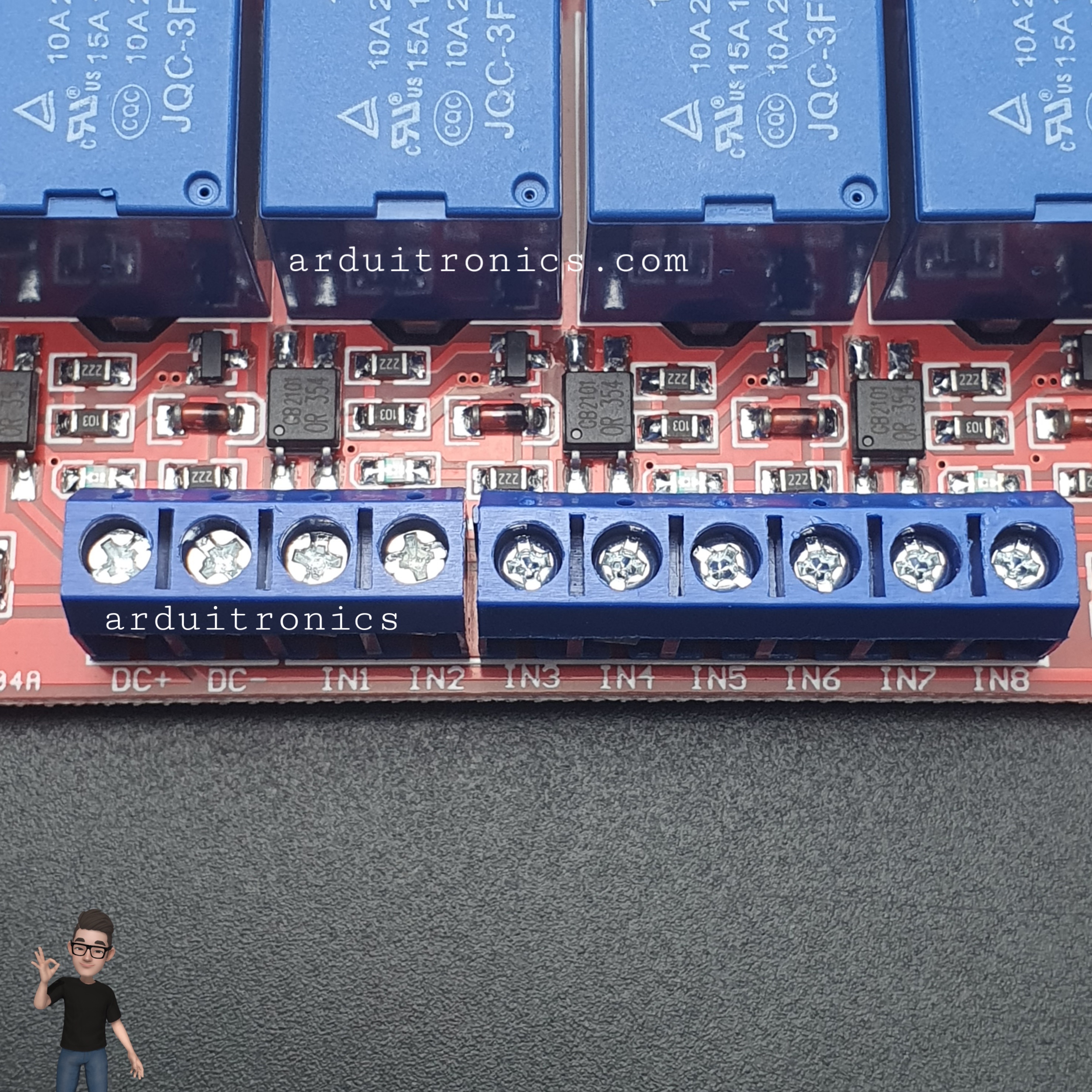 12V 8 Channel Relay High/Low Level Trigger Relay Module (Red PCB)