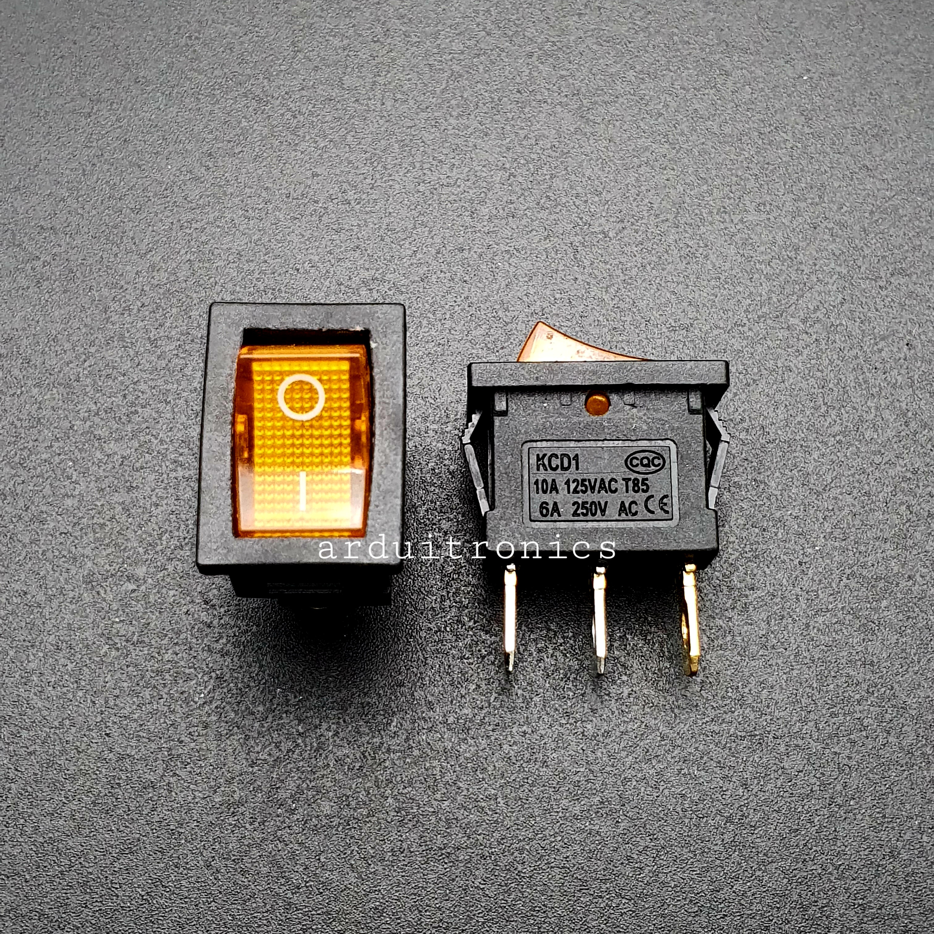สวิตช์ไฟเปิด/ปิด Size 19x12mm Power Switch 3 ขา KCD1-101/N สีเหลือง (1ชิ้น)