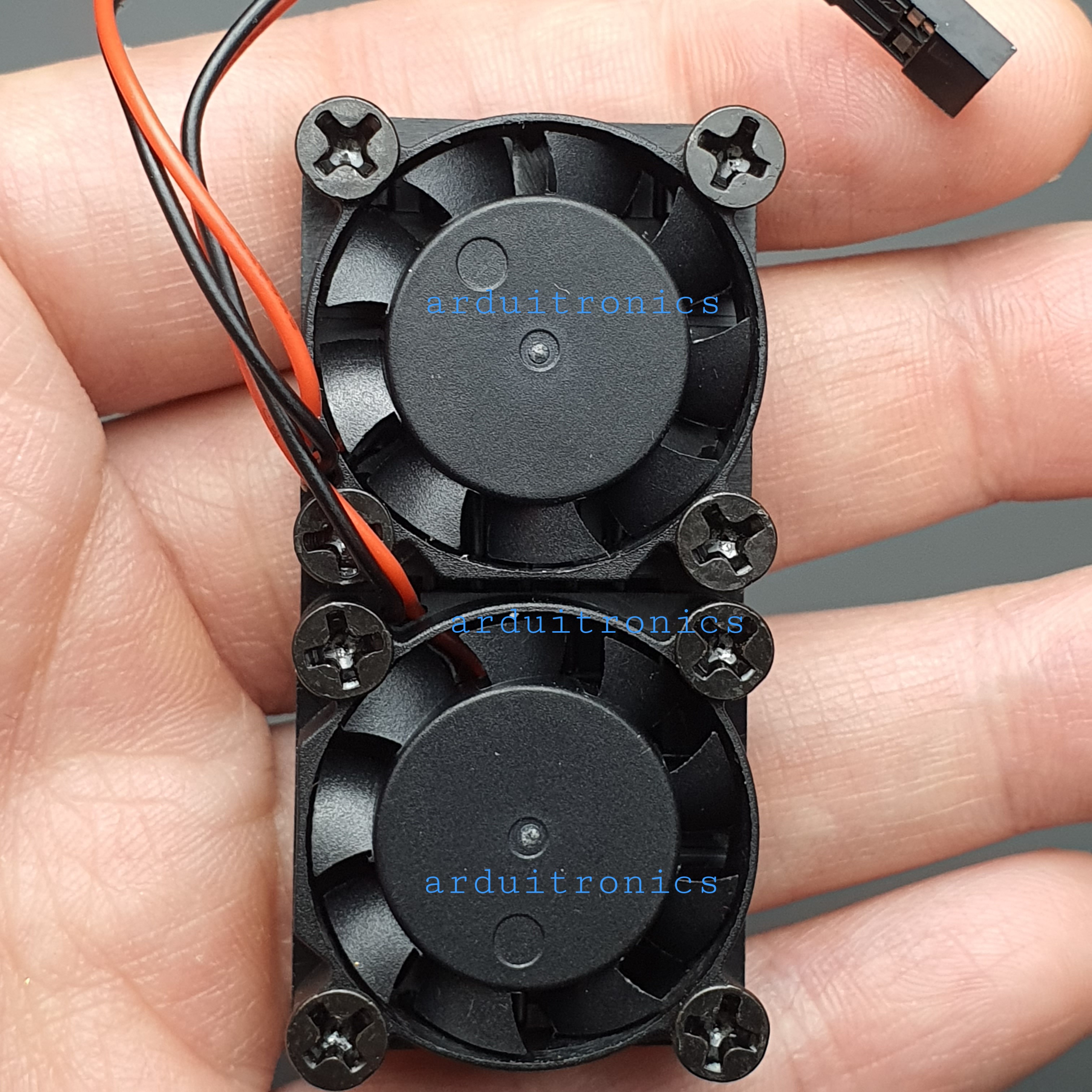 Dual Fan with built-in Dual Heat Sink Base for Raspberry Pi 4B/3B+/3B (แถม Heat Sink เล็กเพิ่มอีก 2 ชิ้น)