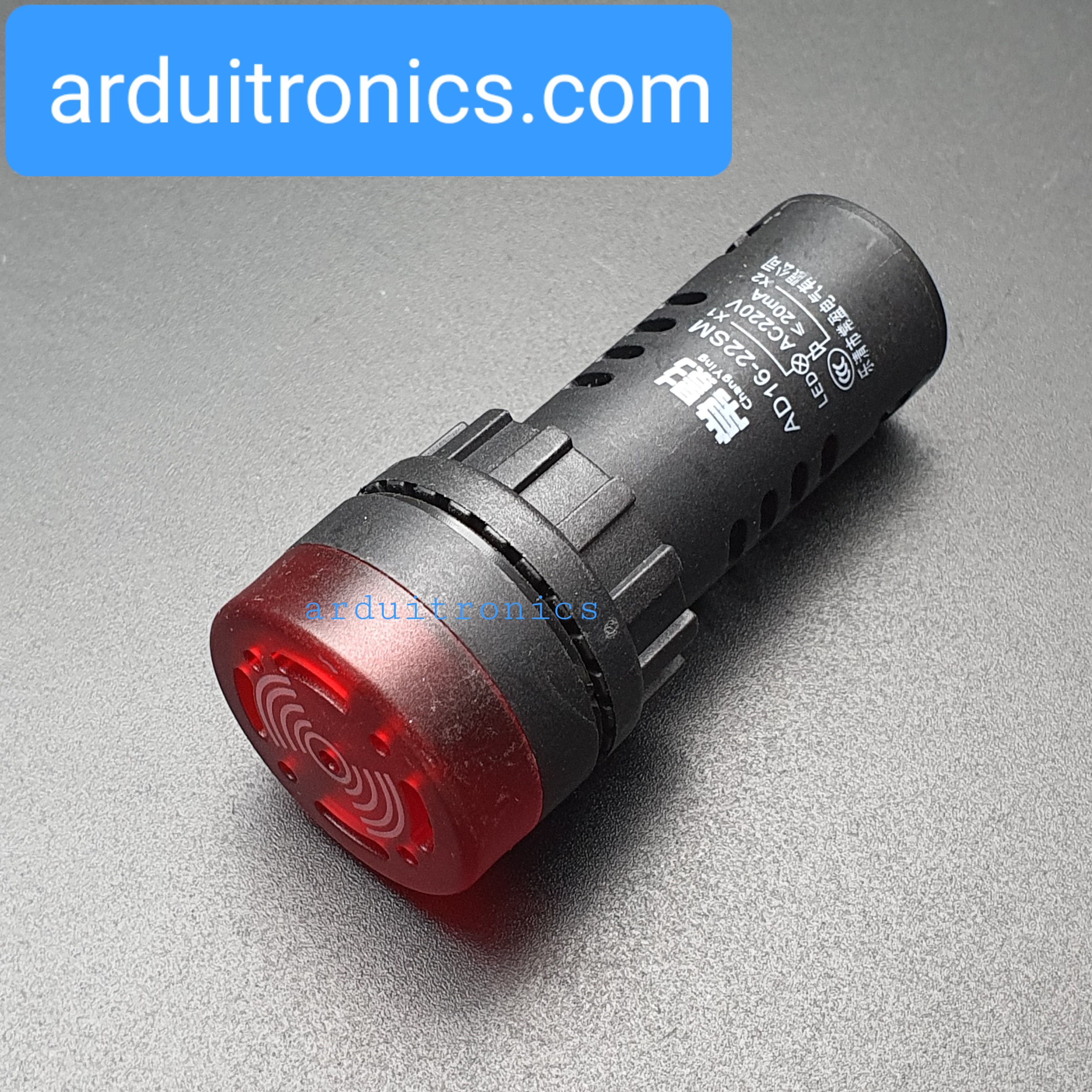 ไฟสีแดง Buzzer LED Alert 220VAC เสียงและแสงสัญญาณเตือนภัย ออดไฟฟ้า 22mm