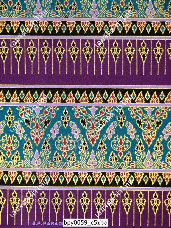 [bpy0059] ผ้าพิมพ์ทอง 1.8เมตร ลายไทย เชิง5ตอน คอตต้อน 100%