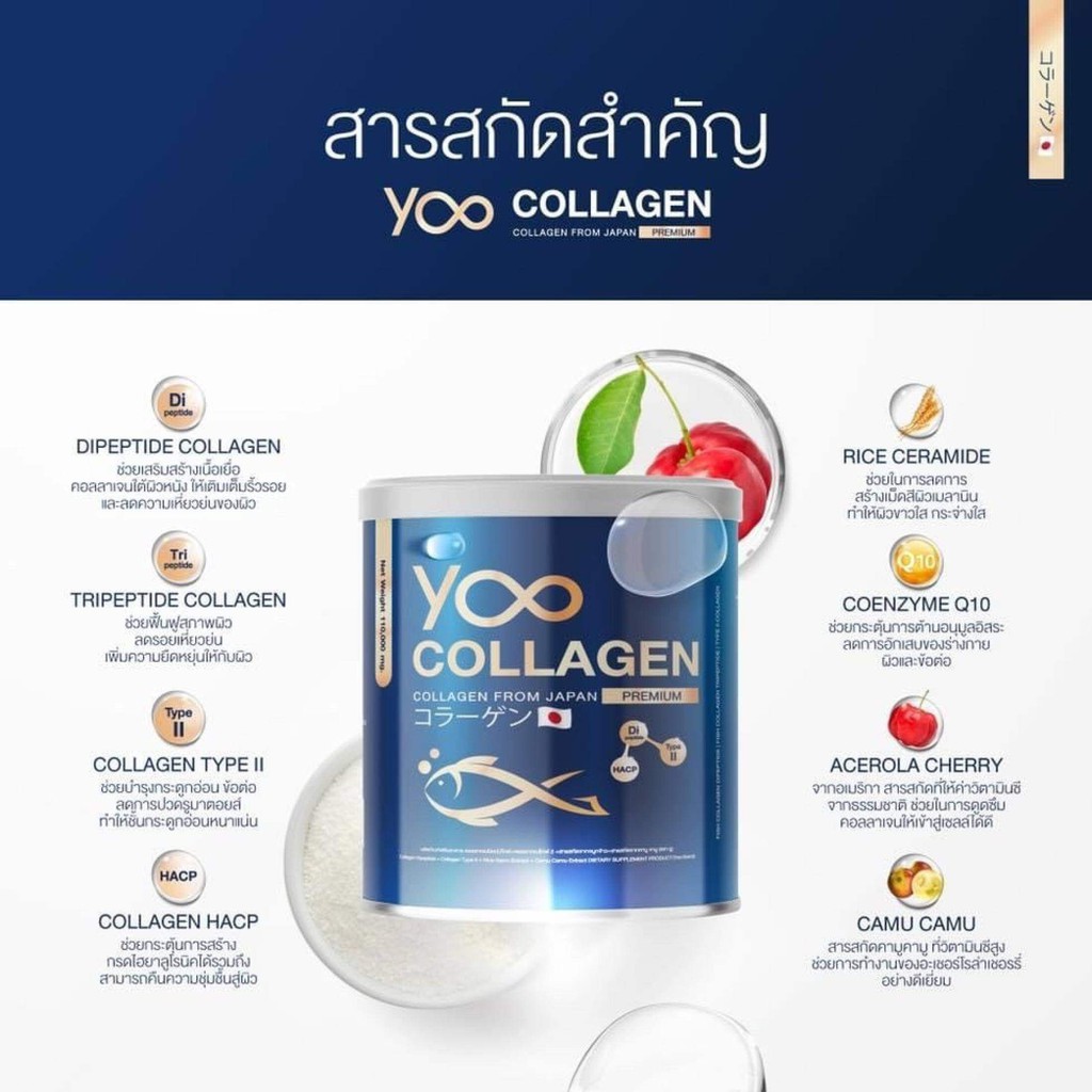 Yoo Collagen ยูคอลลาเจน คอลลาเจนเกรดพรีเมี่ยม ของแท้100% คอลลาเจนบอย คอลลาเจนเพียว 110กรัม