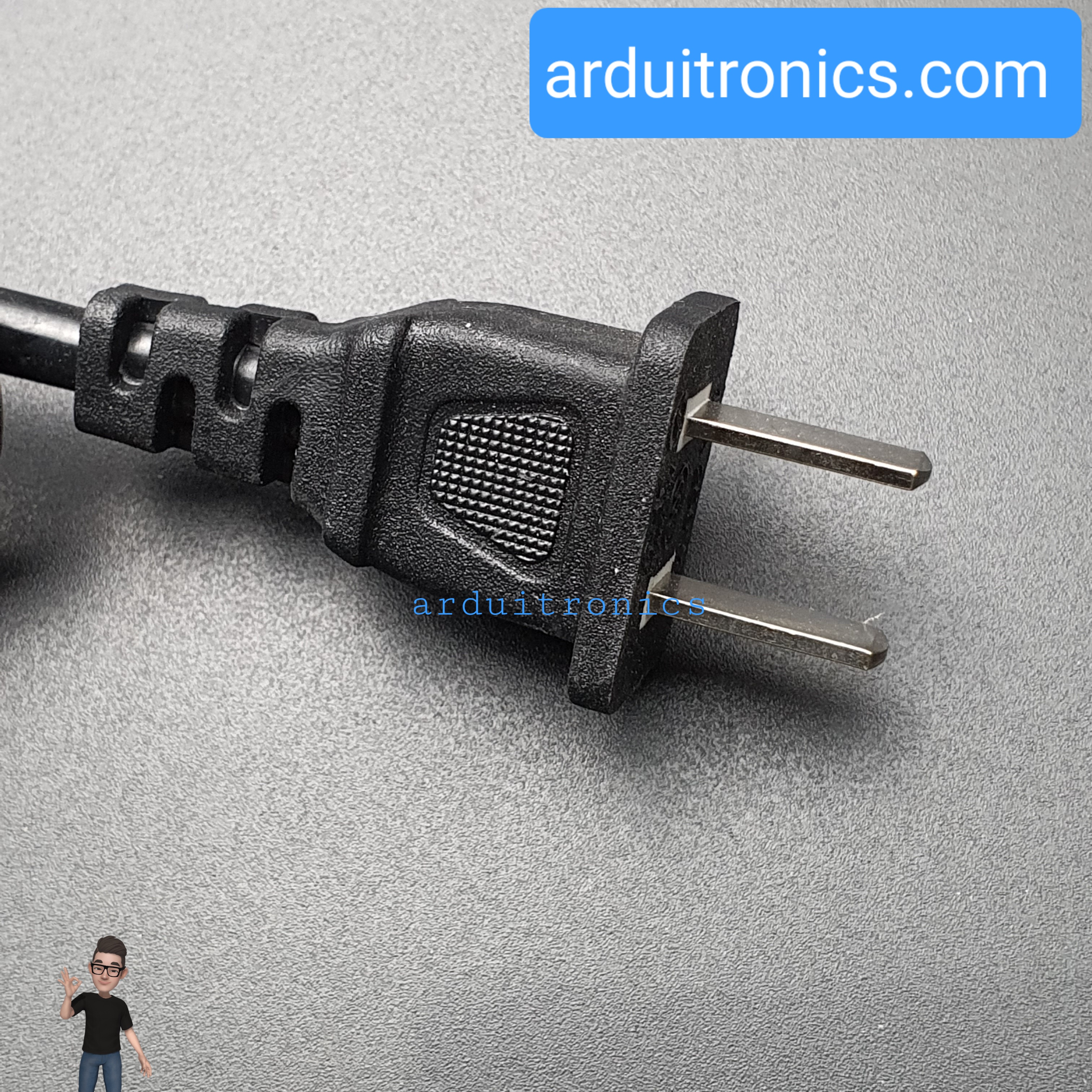 สายไฟพร้อมหัวปลั๊ก ขนาด2*0.5 ยาว1.5m 220V AC/DC 10A สายไฟแบบกลม