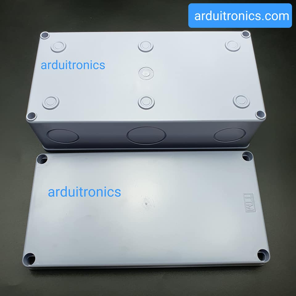 กล่องพลาสติกกันน้ำ สีเทา สำหรับพักสายไฟหรือประกอบวงจรไฟฟ้า ขนาด 12 x 9 x 24.5cm
