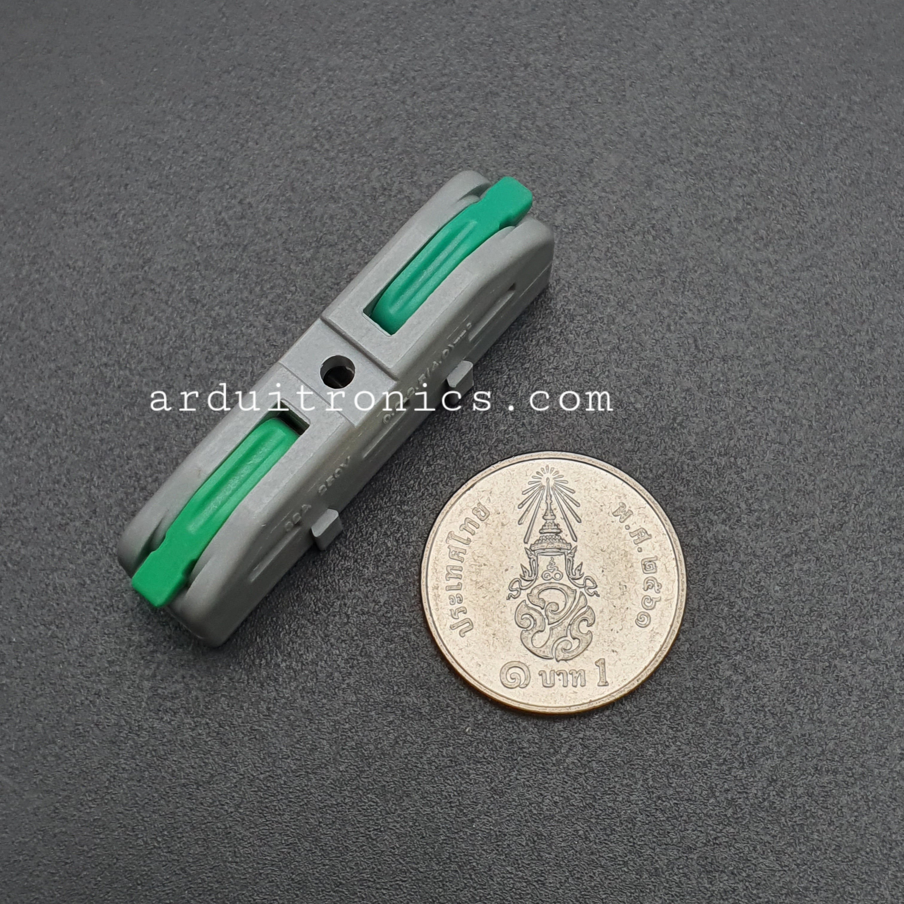 Terminal ต่อสายไฟแบบเร็ว 2 ช่อง (1 in - 1 out) Wire Connector Quick Terminal 0.2-4mm Square Splitter รุ่น DF-2-Y สีเขียว