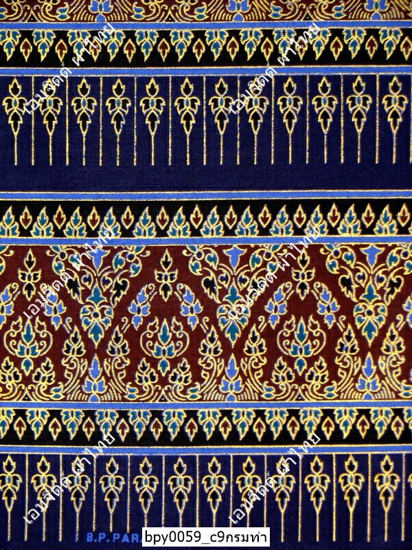 [bpy0059] ผ้าพิมพ์ทอง 1.8เมตร ลายไทย เชิง5ตอน คอตต้อน 100%