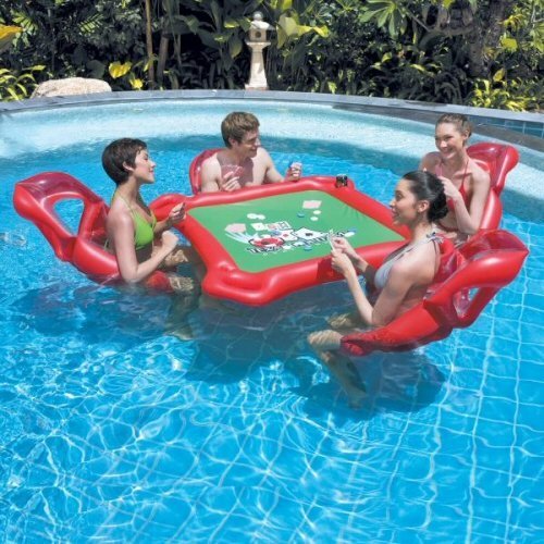 Pool Poker Set with floating lounge Chairs