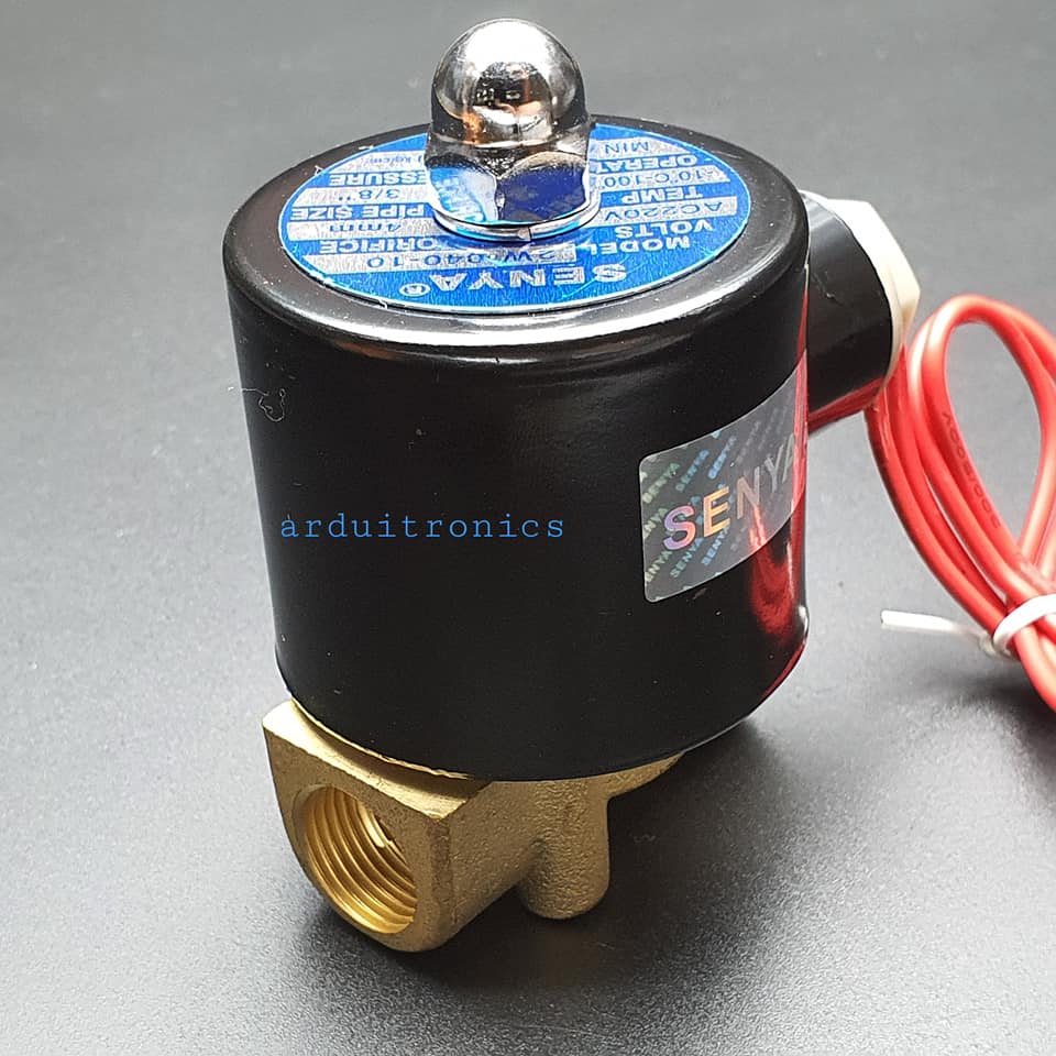 โซลินอยวาล์ว ทองเหลือง (Solenoid Valve Normally Closed) 3 หุน (3/8") 220VAC - ยี่ห้อ Senya 2W-040-10