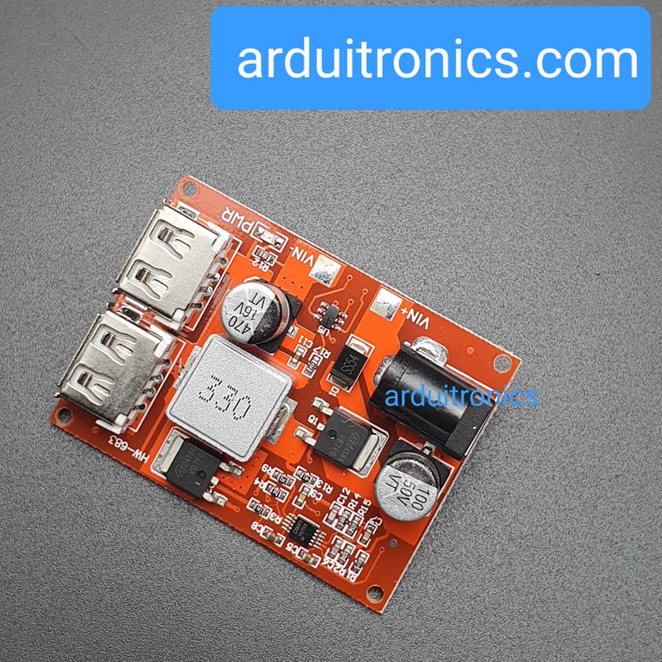 Hight Quality LM2596S Dual Port USB Step Down Module โมดูลแปลงไฟแบบปรับค่าได้จาก 6-36V เป็น 5V กระแสสูงสุด 3A