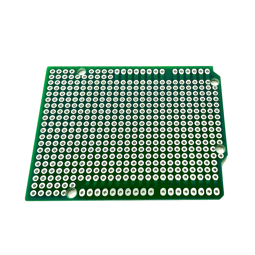 Prototype PCB แผ่นปริ๊นอเนกประสงค์ ขนาด 5.3x6.85cm (2 หน้า) ตัดมุมและขอบให้เข้ากับบอร์ด Arduino