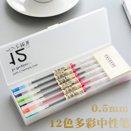Ohmynote ปากกาหมึกเจลสไตล์มุจิ กล่องละ 12 สี หัวปากกา 0.5 มม. หลากสี