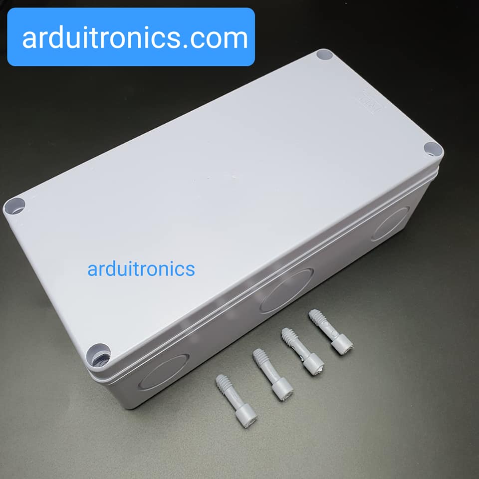 กล่องพลาสติกกันน้ำ สีเทา สำหรับพักสายไฟหรือประกอบวงจรไฟฟ้า ขนาด 12 x 9 x 24.5cm