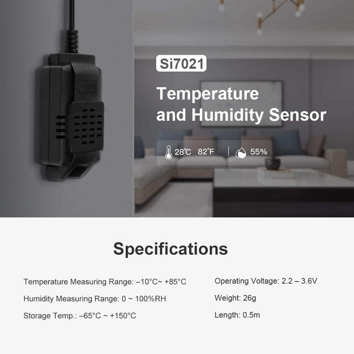 Sonoff Sensor Si7021 Temperature and Humidity Sensor เซนเซอร์อุณหภูมิและความชื้นสำหรับ Wifi Smart Plug ให้เปิด/ปิด ตามอุณหภูมิความชื้นที่ตั้งไว้