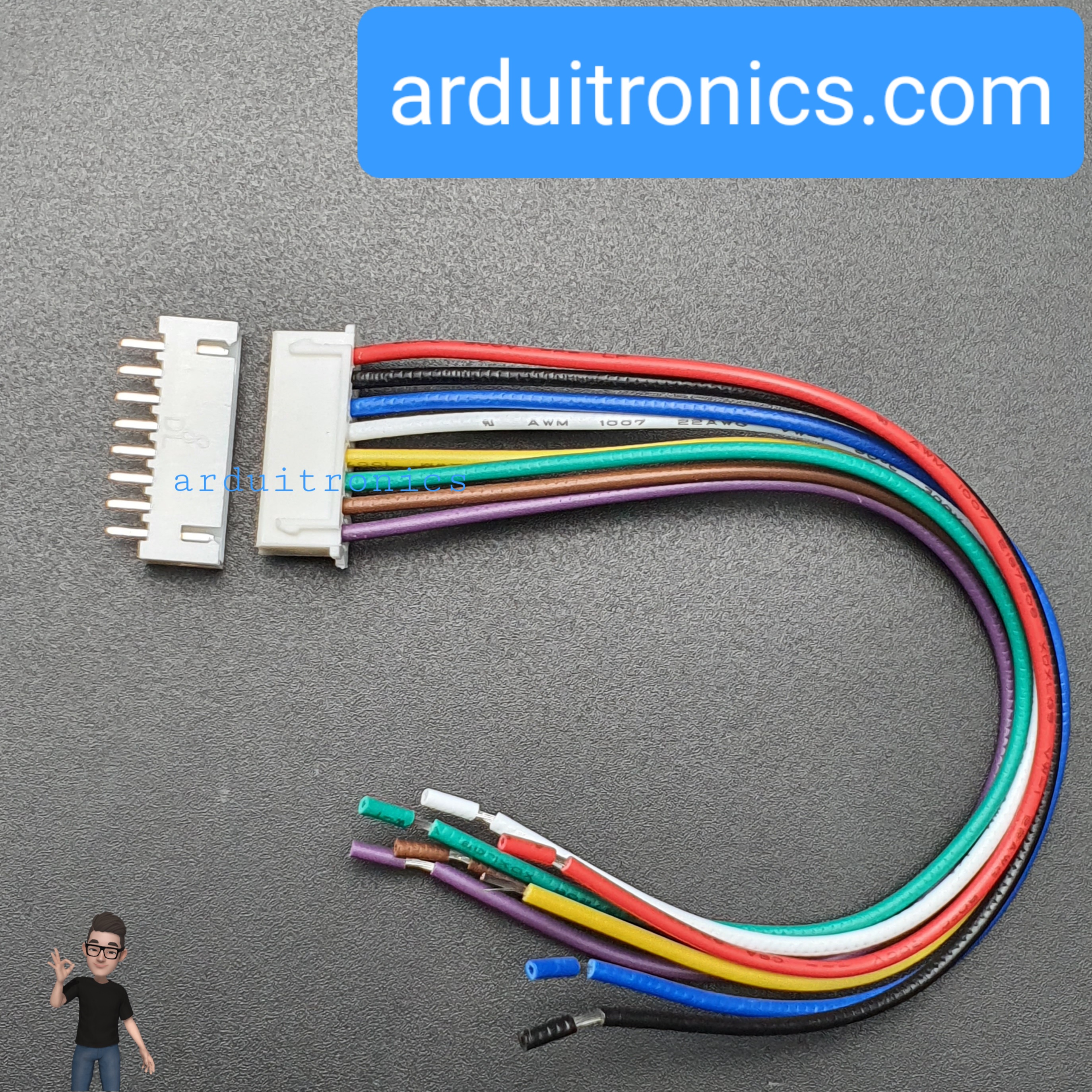 สาย XH2.54 Male Head 8P with Wire + Straight Pin Terminal