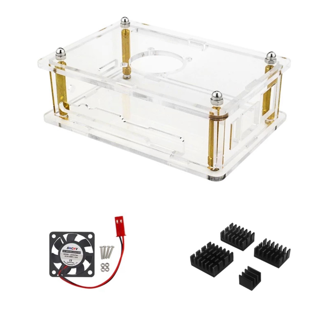 Acrylic Case with Cooling Fan and Aluminum Heat Sink for Orange Pi 5