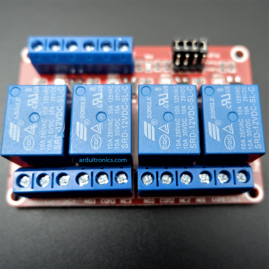 12V 4 Channel Relay High/Low Level Trigger Relay Module (Red PCB)