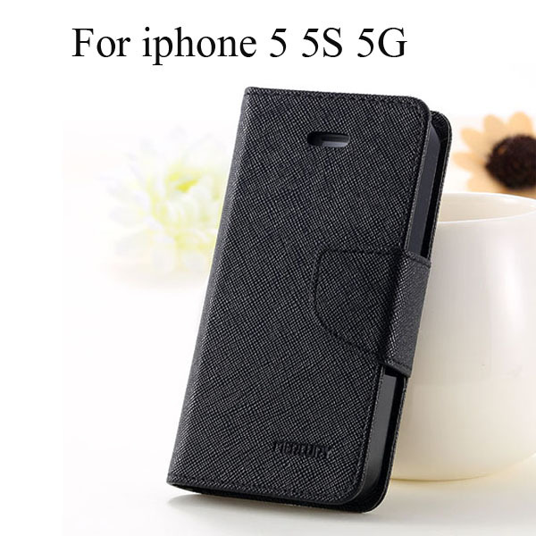 Mercury Series Color Button Case for iphone 5 5S 5G PU Leather Wallet Stand Function Cover