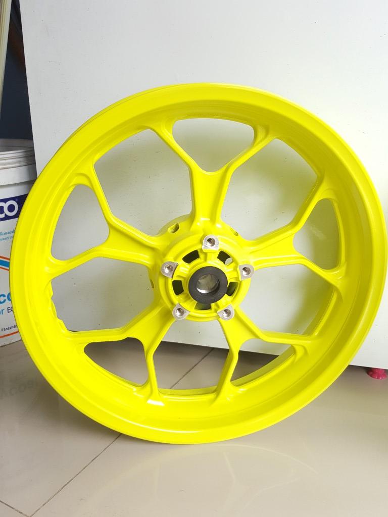 (Mslaz) ชุดวงล้อแม็ก หน้าหลัง Yamaha M-Slaz (สีเขียว) แท้ (ขายเป็นคู่)