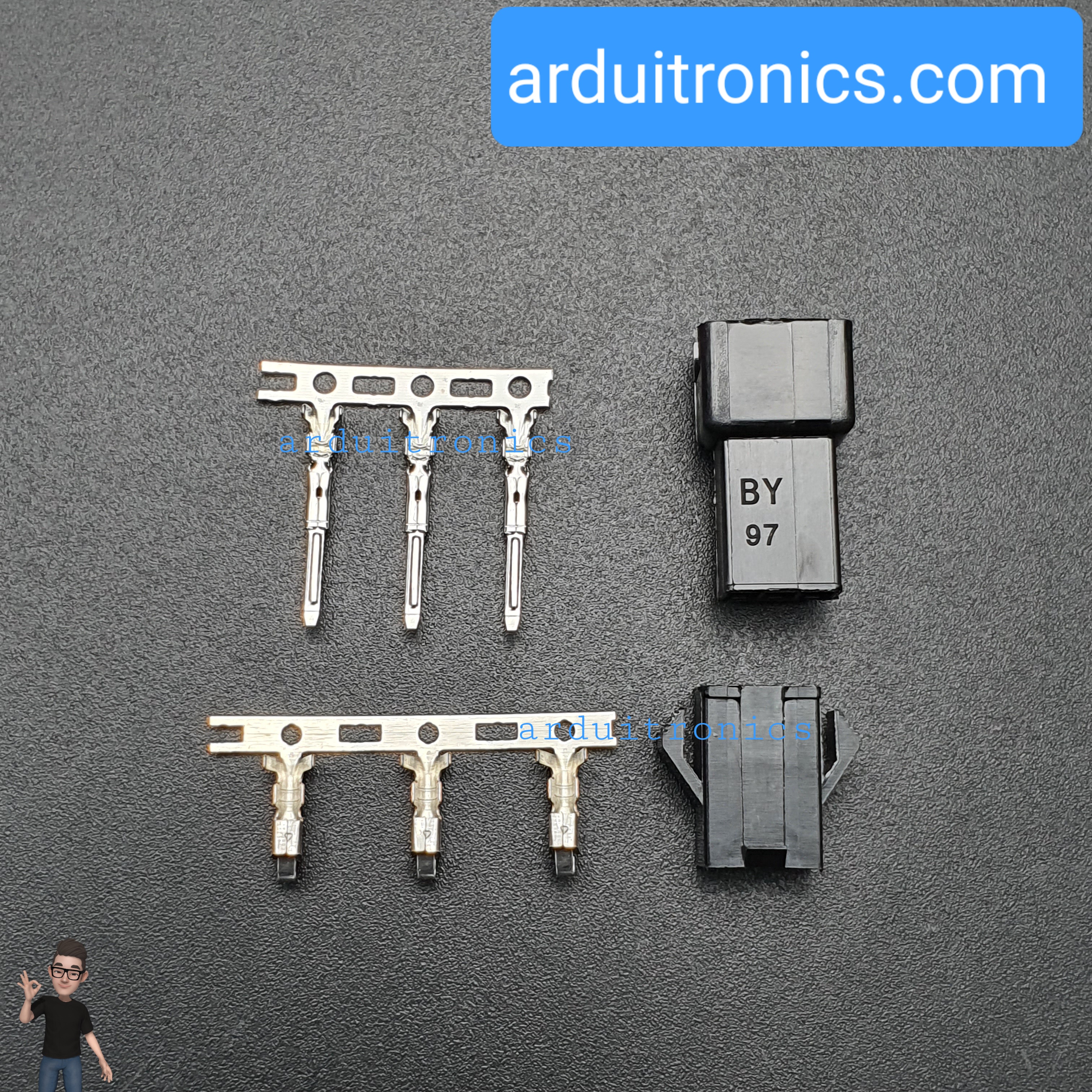 2.54mm 3 Pin Black Plastic Male Female JST-SM Housing Crimp Terminal Connector