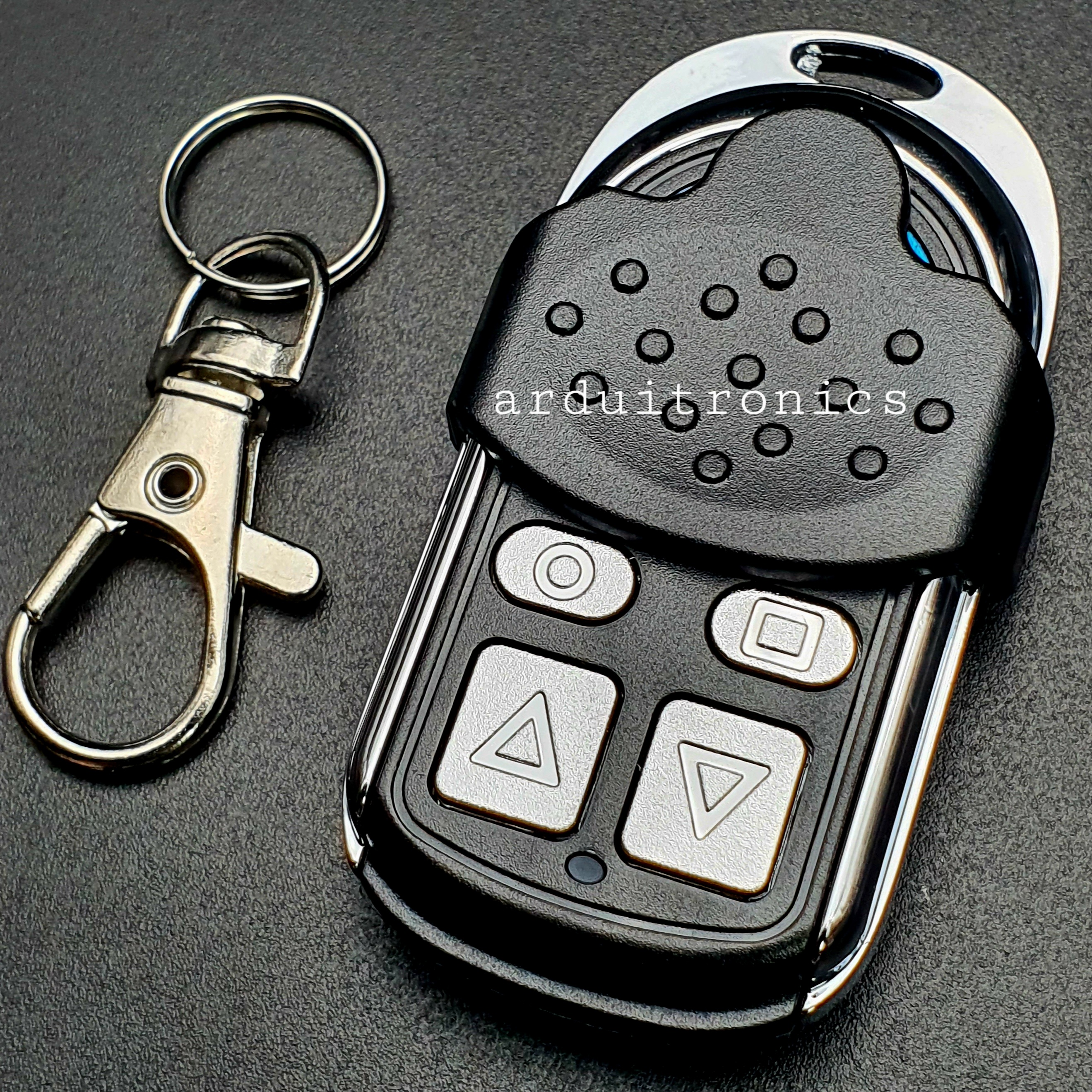 Remote RF 315 MHz ปุ่ม ขึ้น/ลง (กรอบโลหะ สีดำ-เงิน)