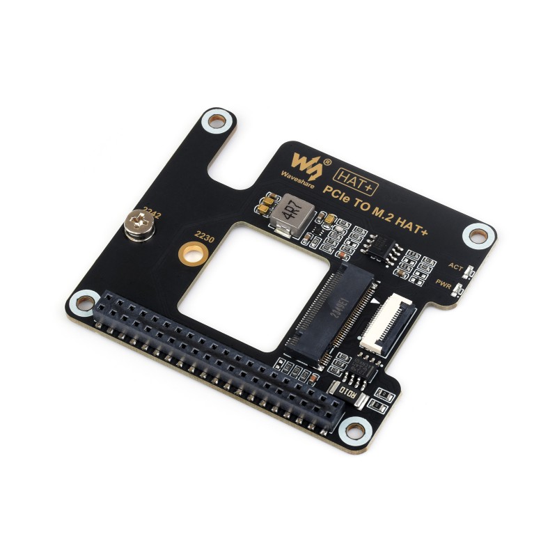 PCIe To M.2 Adapter for Raspberry Pi 5, Supports NVMe Protocol M.2 Solid State Drive, High-speed Reading/Writing, HAT + Standard (แท้จาก Waveshare)