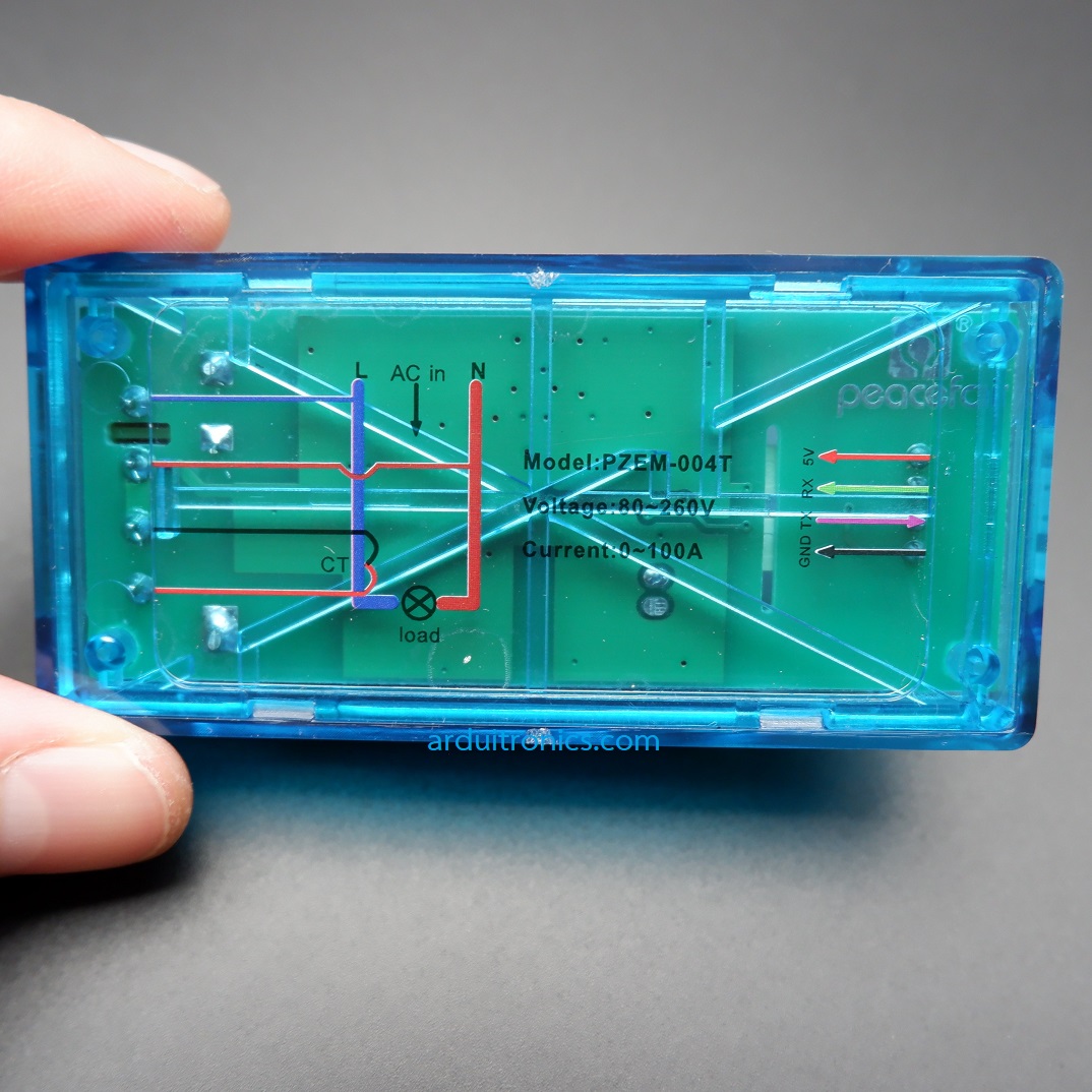 PZEM-004T AC Digital Power Energy Meter Module with Open/Close Current Transformer แบบมีกรอบใสอย่างดี