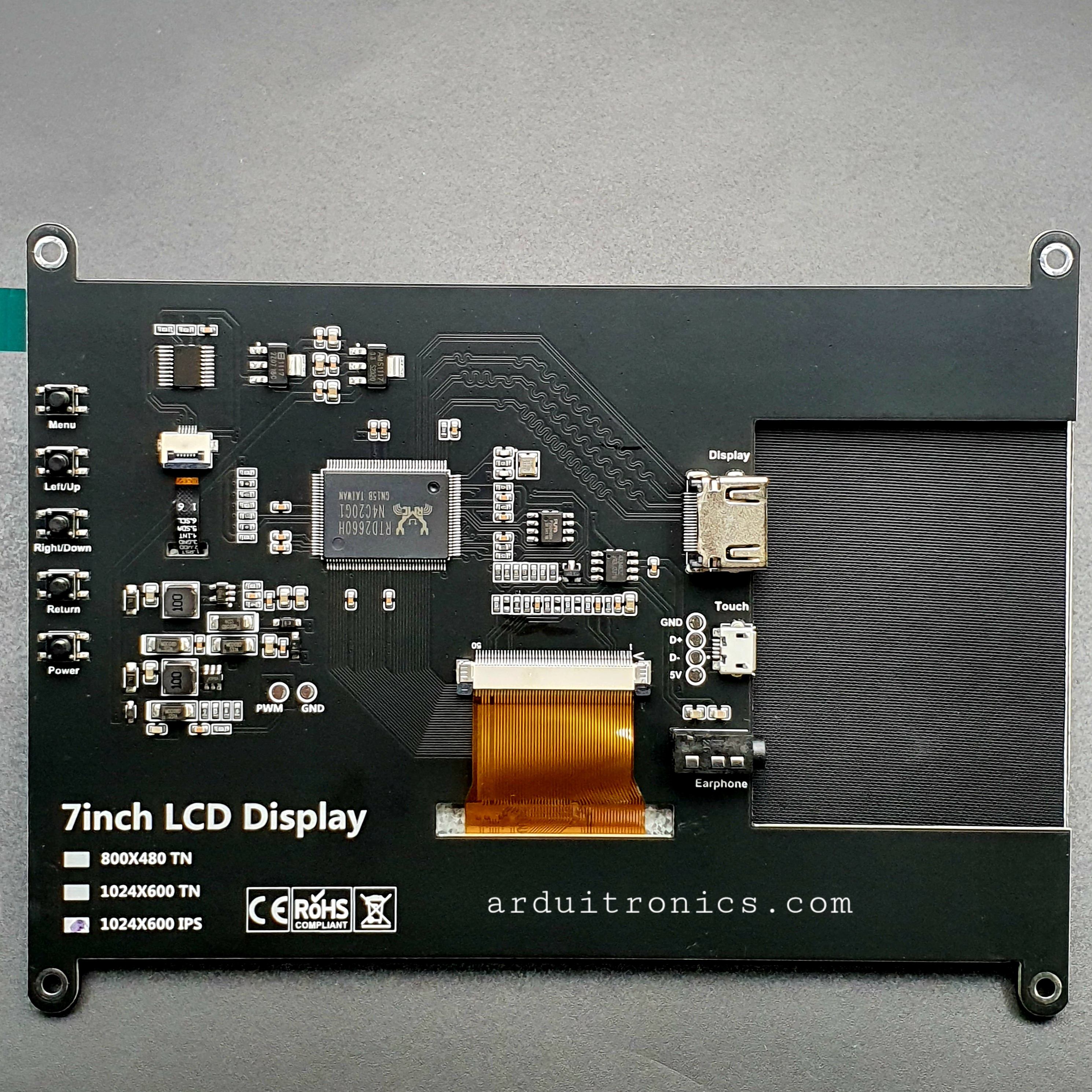 7 inch Raspberry Pi HDMI IPS Display HD 1024x600 Driver-free USB Multi-point Capacitive Touch Computer Secondary Screen
