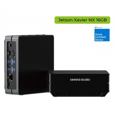 reComputer J2022 Jetson Xavier NX 16GB Module 4xUSB, M.2 Key E & Key M Slot, Aluminum case, Pre-installed JetPack System (384-Core Volta GPU, 16GB LPDDR4, 16GB eMMC) - Seeed Nvidia