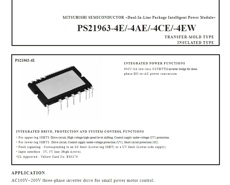 อะไหล่ IGBT โมดูล แอร์ : PS21963-4CE