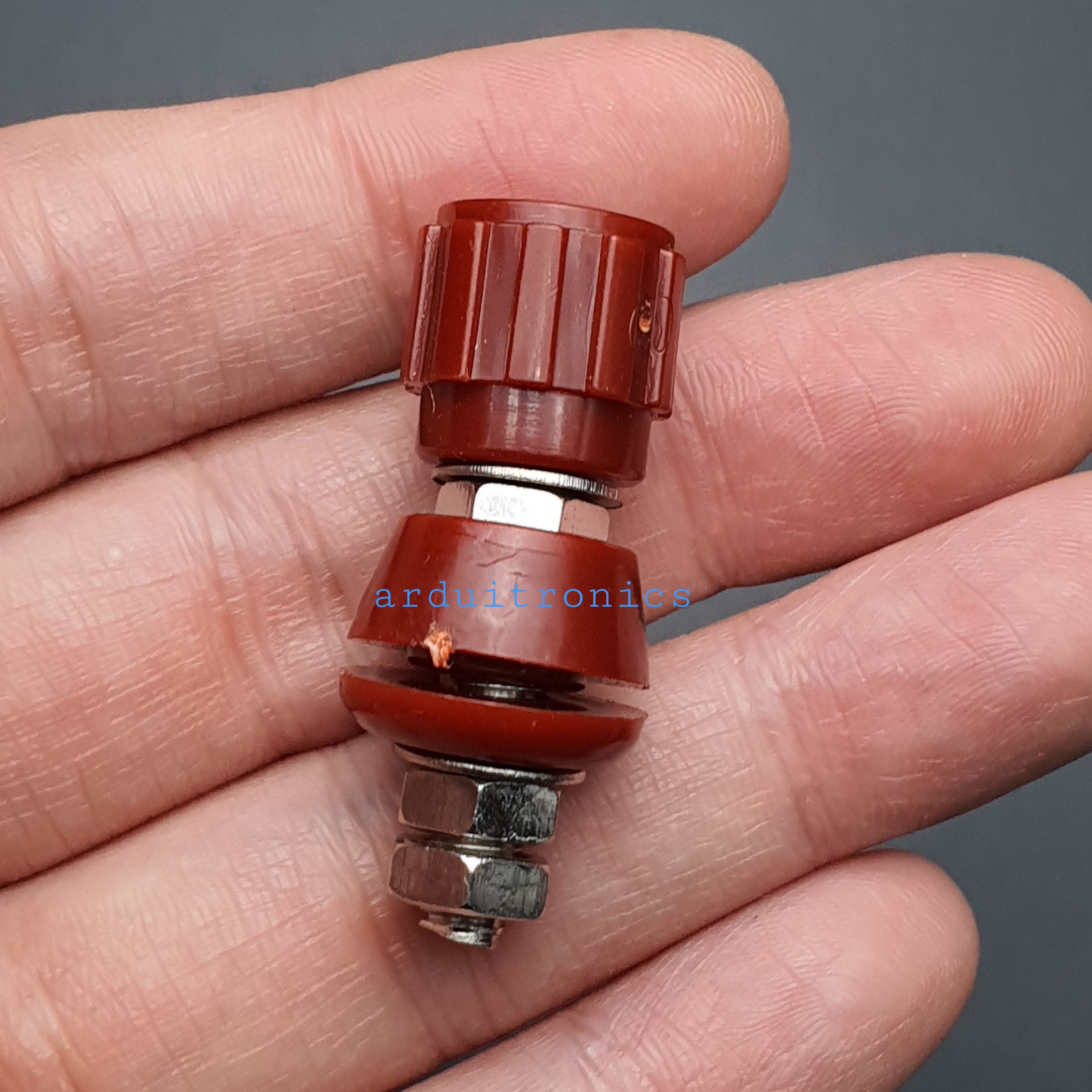 (1คู่) JS-107ขั้วต่อขนาด M5 (JIEXIANZHU) ฝาครอบเบกาไลต์+เกลียวทองแดง น๊อตวัสดุเหล็กชุบนิกเกิล สำหรับเครืองเชื่อม อินเวอร์เตอร์ แบตเตอรี่