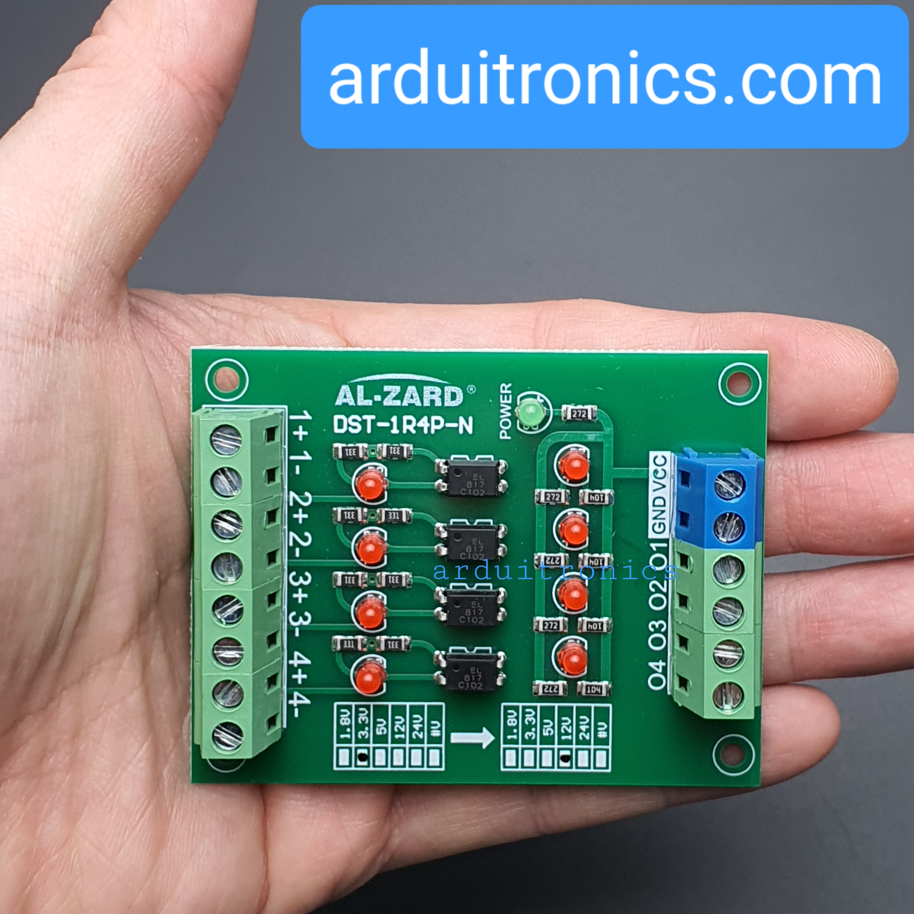 3.3V to 12V 4 Channel 3.3V - 12V Optocoupler Isolation Module PLC Signal Level Voltage Conversion Board