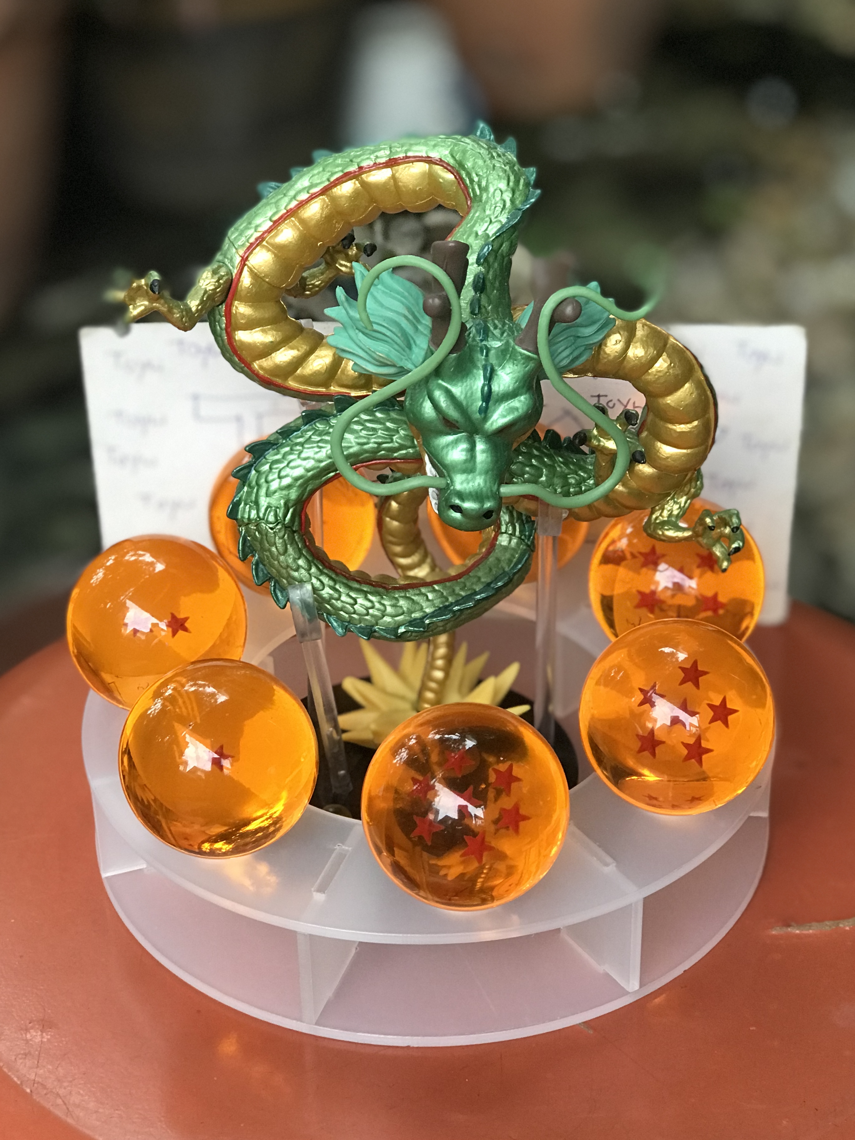 โมเดลเทพเจ้ามังกรสีเขียว Dragonball พร้อมลูกแก้วดราก้อนบอล 7 ลูก Crystal Ball ขนาด 4.3 cm. และแท่นวาง