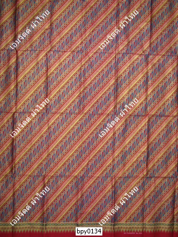 [bpy0134] ผ้าพิมพ์ทอง 1.8เมตร ลายศรีวิชัย คอตต้อน 100%