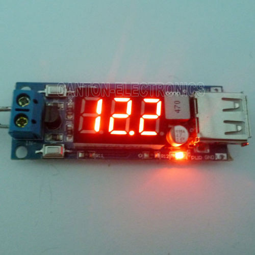 DC-to-DC Voltage Step Down (from 4.5V - 40V to 5V) + LED Voltmeter