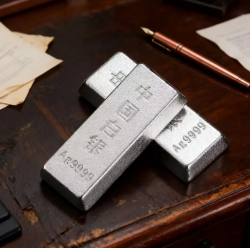 แท่ง โลหะผสมสีเงิน ของตกแต่งเสริมฮวงจุ้ย 1.8x4.3cm