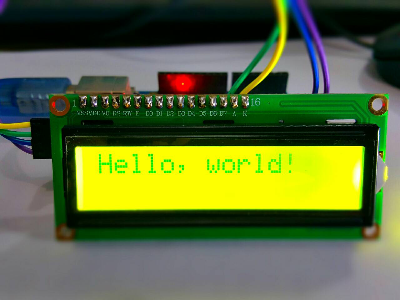 1602 Module 16x2 LCD Display + I2C Interface (Green-Yellow Screen)
