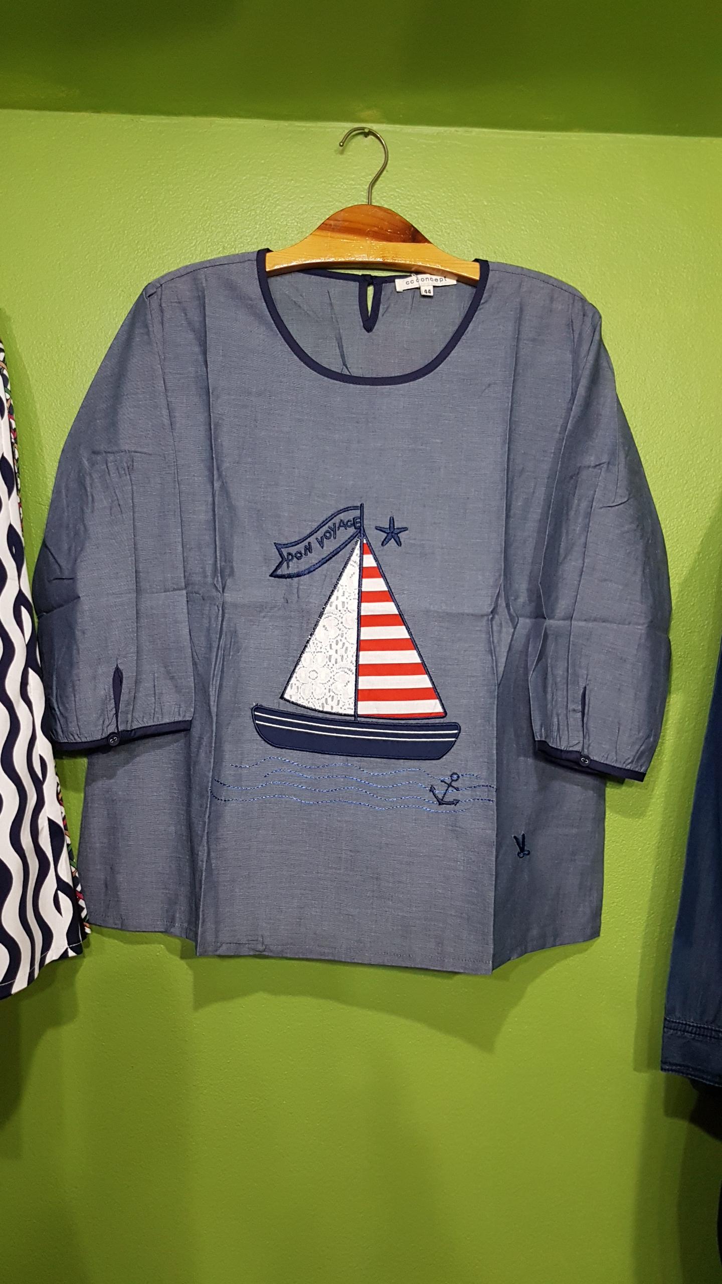 เสื้อผ้าป่าน CC concept ลายสมอเรือ แขน 3 ส่วน ผ้าใส่สบายค่ะ