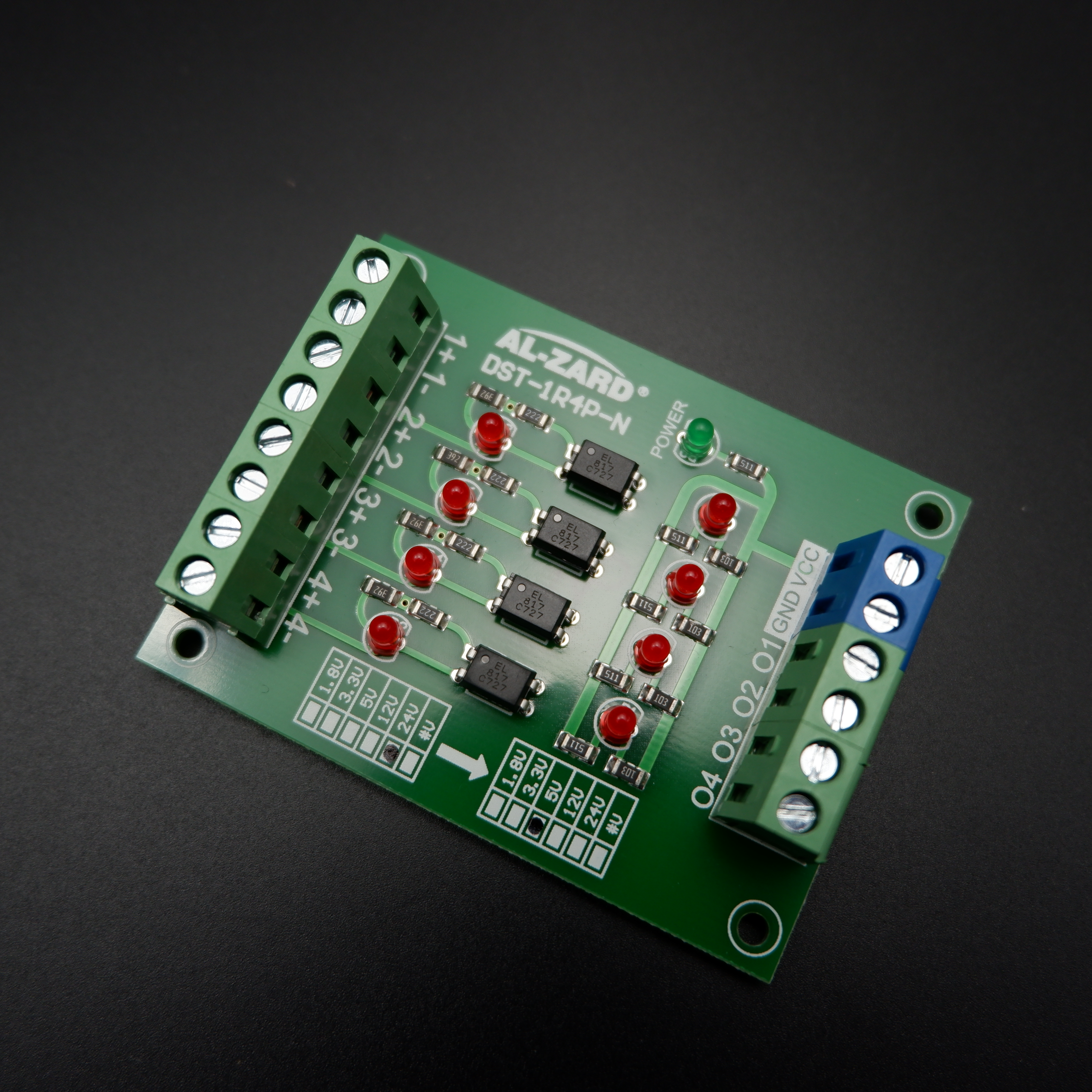 24V To 5V 4 Channel 24V - 5V Optocoupler Isolation Module PLC Signal Level Voltage Conversion Board
