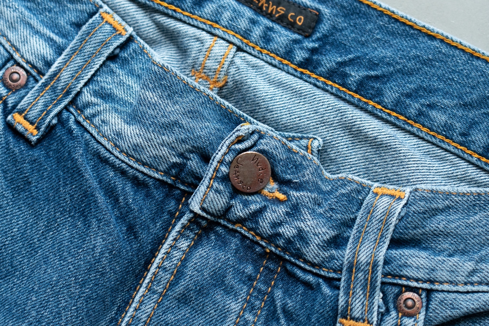 [DEFECT] Sleepy Sixten Celestial Orange ยีนส์ฟอก ขาสั้น Nudie ของแท้ 100%