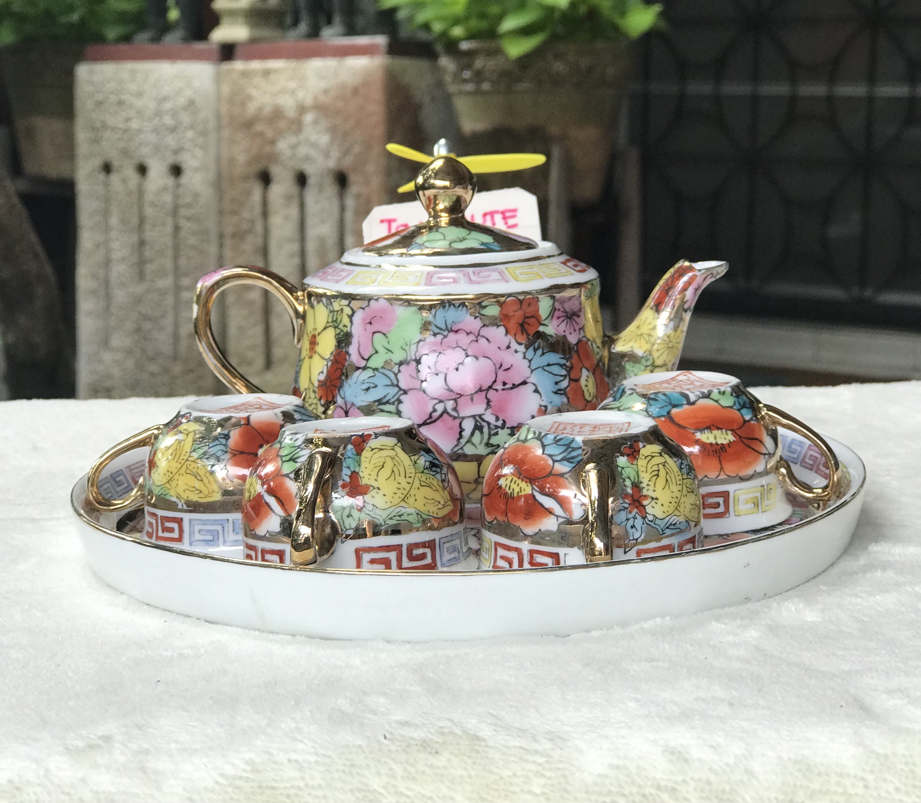 ชุดกาน้ำชาจีนโบราณ ชุดน้ำชากังใส พร้อมถ้วยน้ำชา 4 ใบ และถาด เหมาะสำหรับตั้งโชว์ ไว้ใช้เพื่อเสริมบารมี