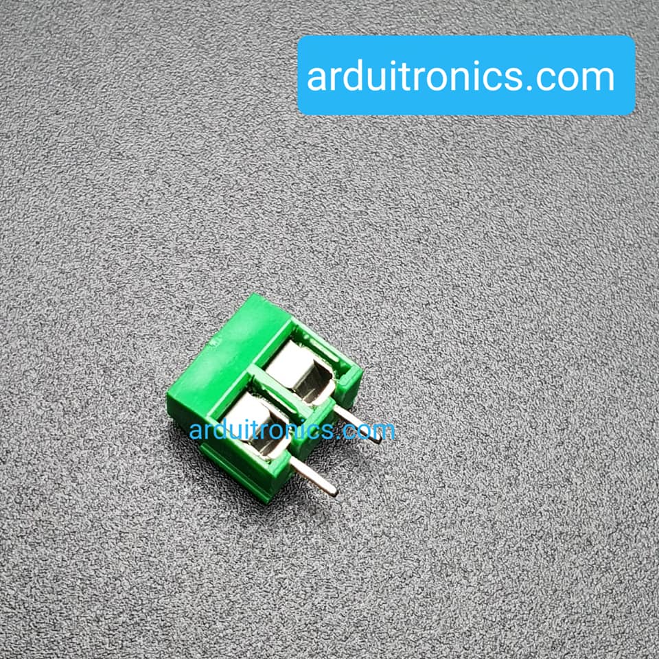 Screw Terminal Block 2 Pin Connector 5mm Pitch (Green) คอนเน็คเตอร์แบบสกรูหมุน 2 ขา สีเขียว ระยะห่างระหว่างขา 5 มม. (จำนวน 1 ชิ้น)