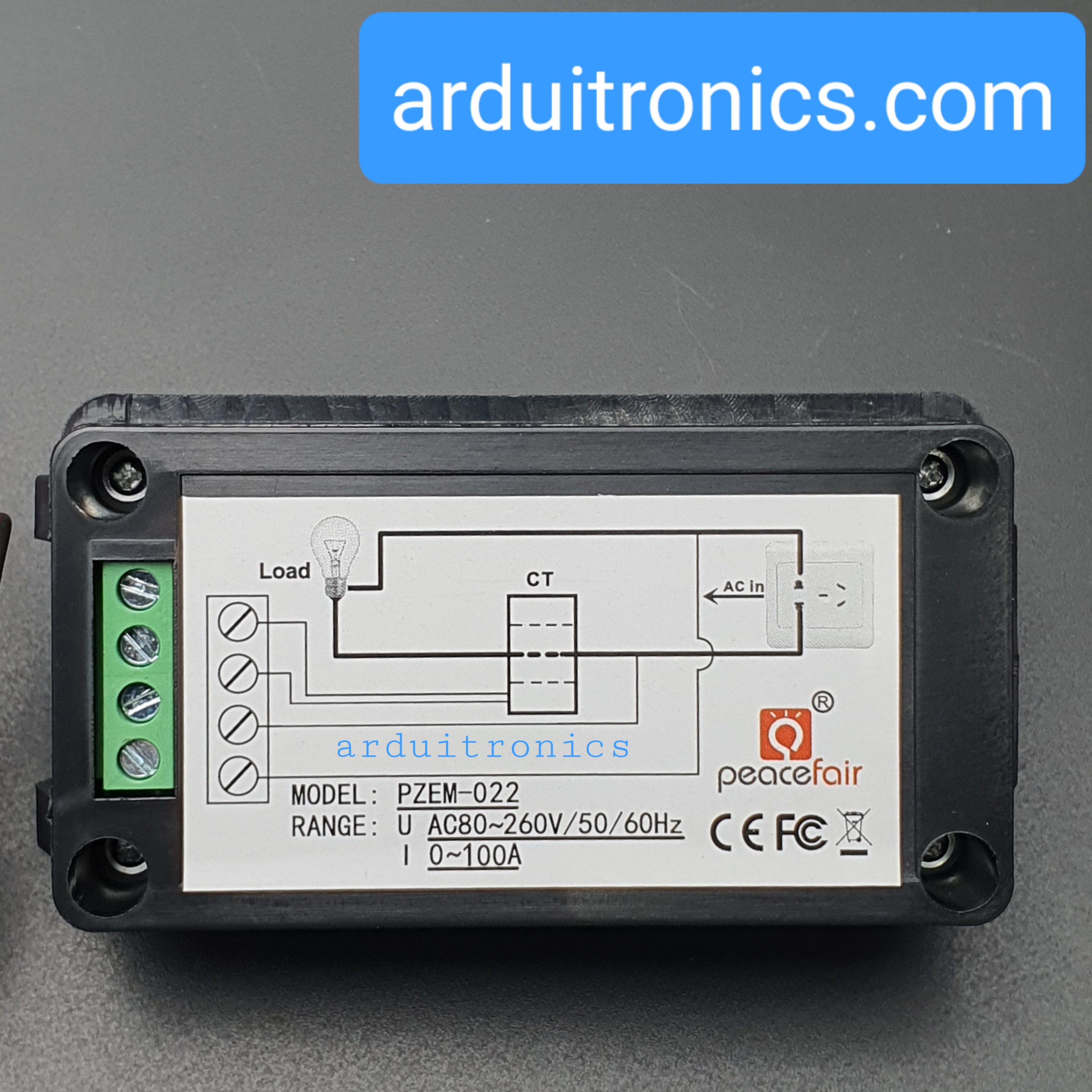 PZEM-022 100A AC Digital Power Meter มิเตอร์วัดการใช้พลังงาน + with open/close Current Transformer (CT)