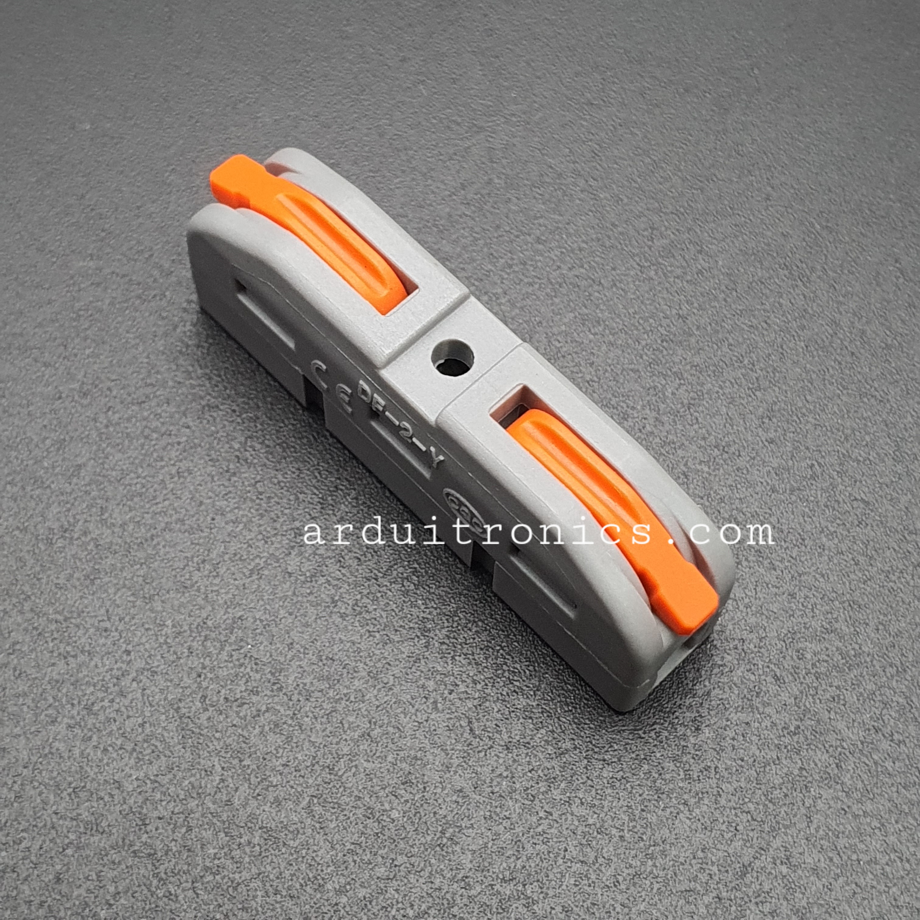 Terminal ต่อสายไฟแบบเร็ว 2 ช่อง (1 in - 1 out) Wire Connector Quick Terminal 0.2-4mm Square Splitter รุ่น DF-2-Y สีส้ม