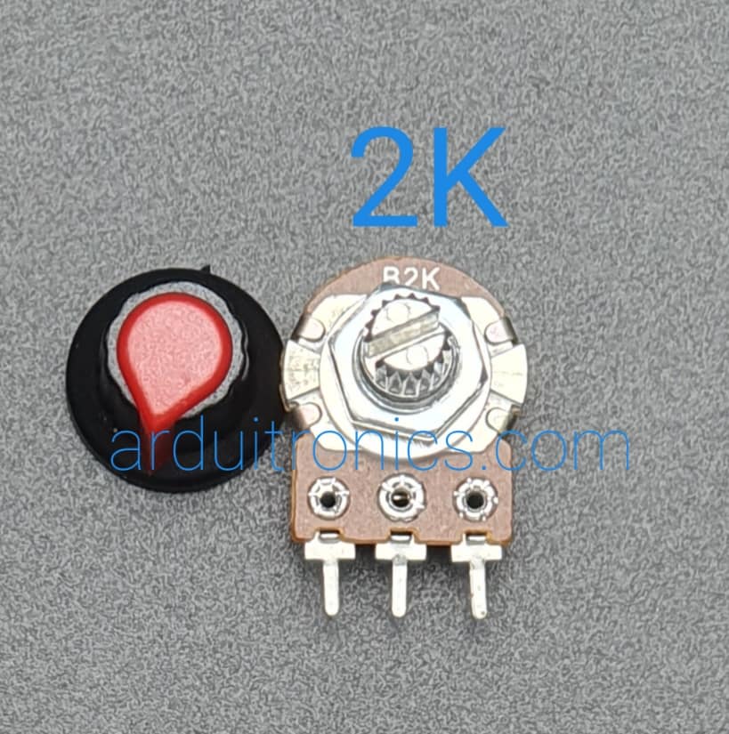ตัวต้านทานปรับค่าได้พร้อมจุกหมุน 2K Ohm (พร้อมแหวนรอง)