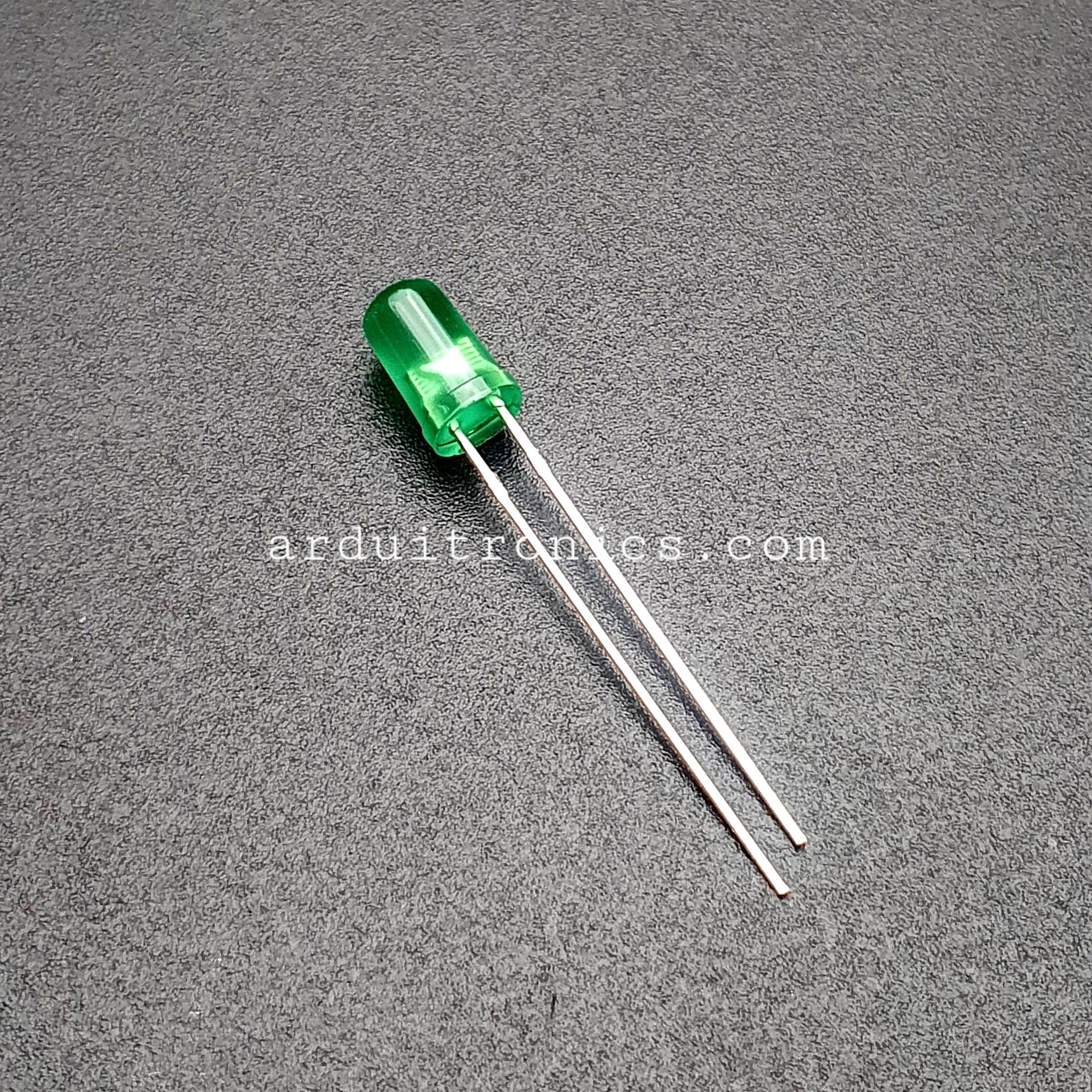 Green - Yellow Green LED 5mm ชุด 10 หลอด ขายาว ขนาด 28mm สีเขียวอมเหลือง