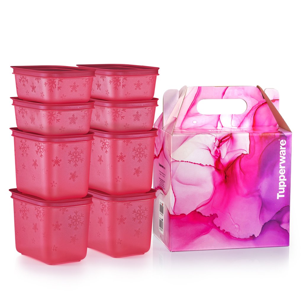 Tupperware 2 in 1 กล่องแช่ช่องแข็ง หรือช่องเย็น เซ็ต 8 ชิ้น สีแดง