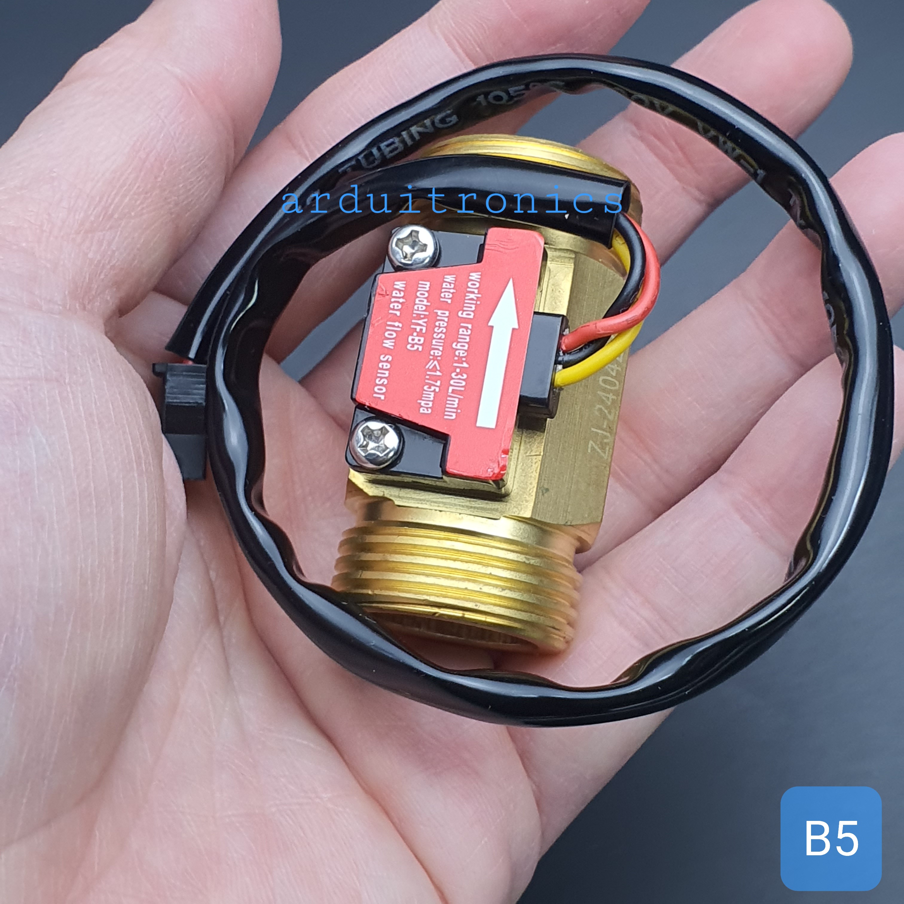 B5 เซ็นเซอร์วัดอัตราการไหลของน้ำ ทองแหลือง 3/4นิ้ว 6หุน Water Flow sensor 1-30L/min Size 50 mm