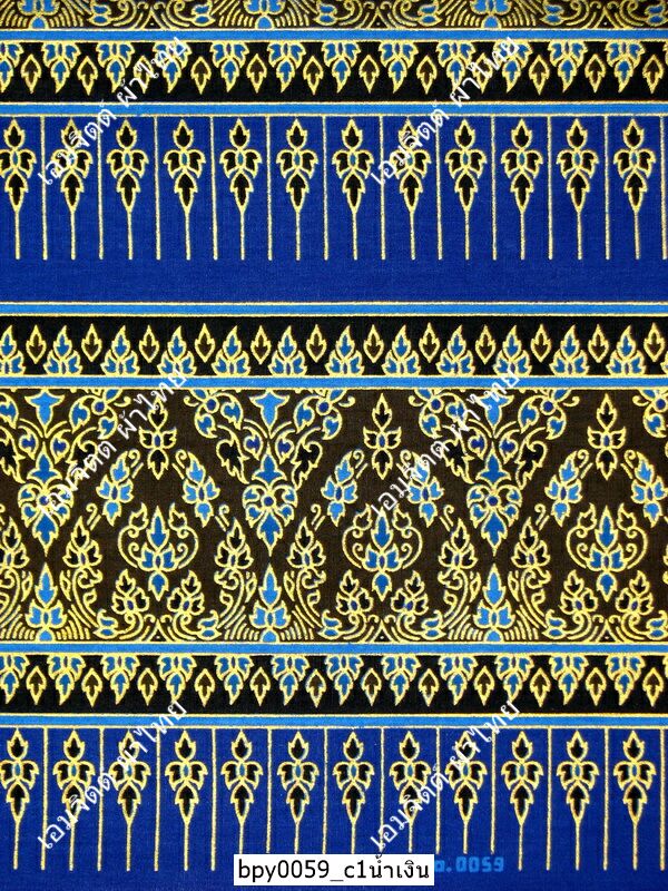 [bpy0059] ผ้าพิมพ์ทอง 1.8เมตร ลายไทย เชิง5ตอน คอตต้อน 100%
