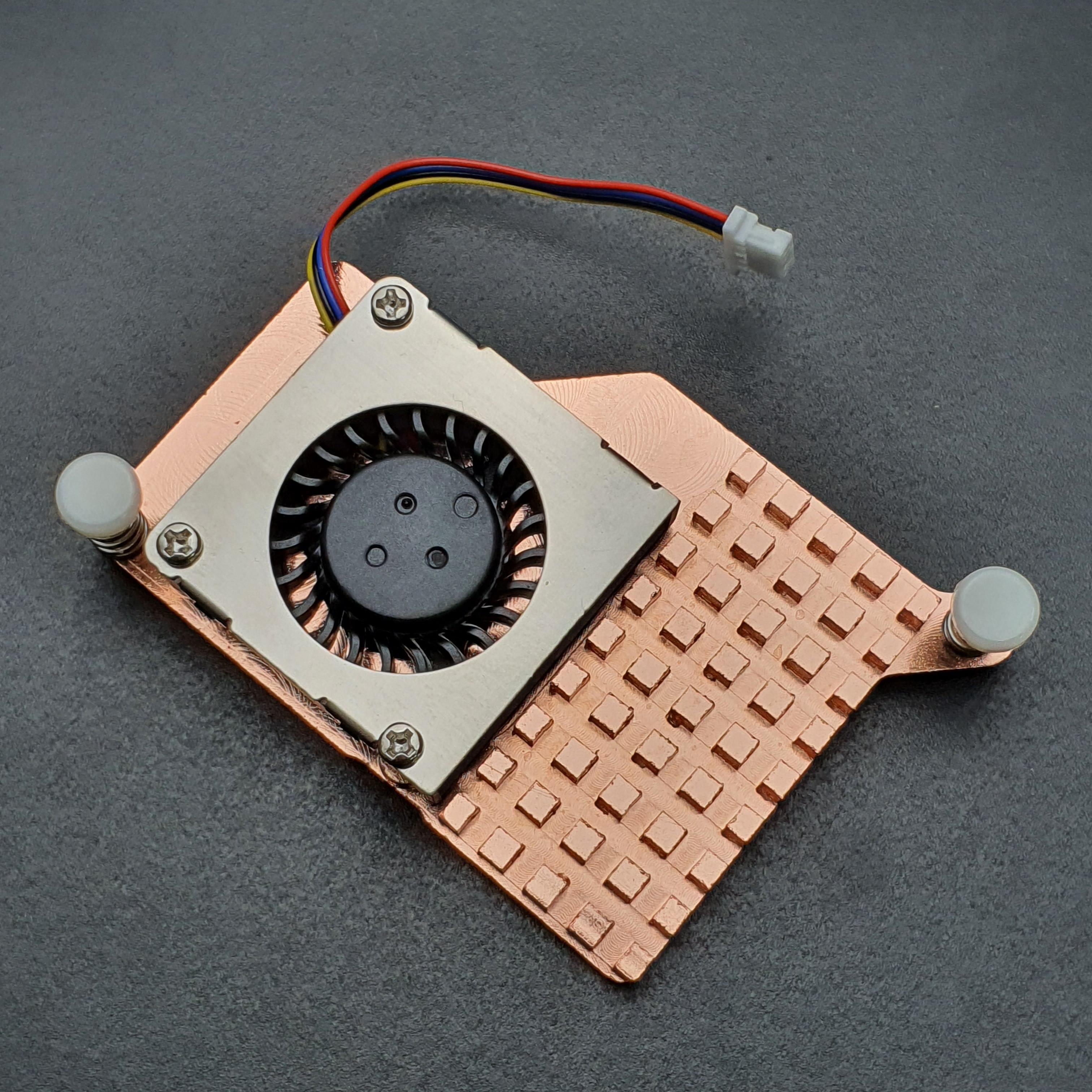 Raspberry Pi 5 Active Cooling Fan With Aluminum Radiator Heat Sink - สีทองแดงและพัดลมสีดำ