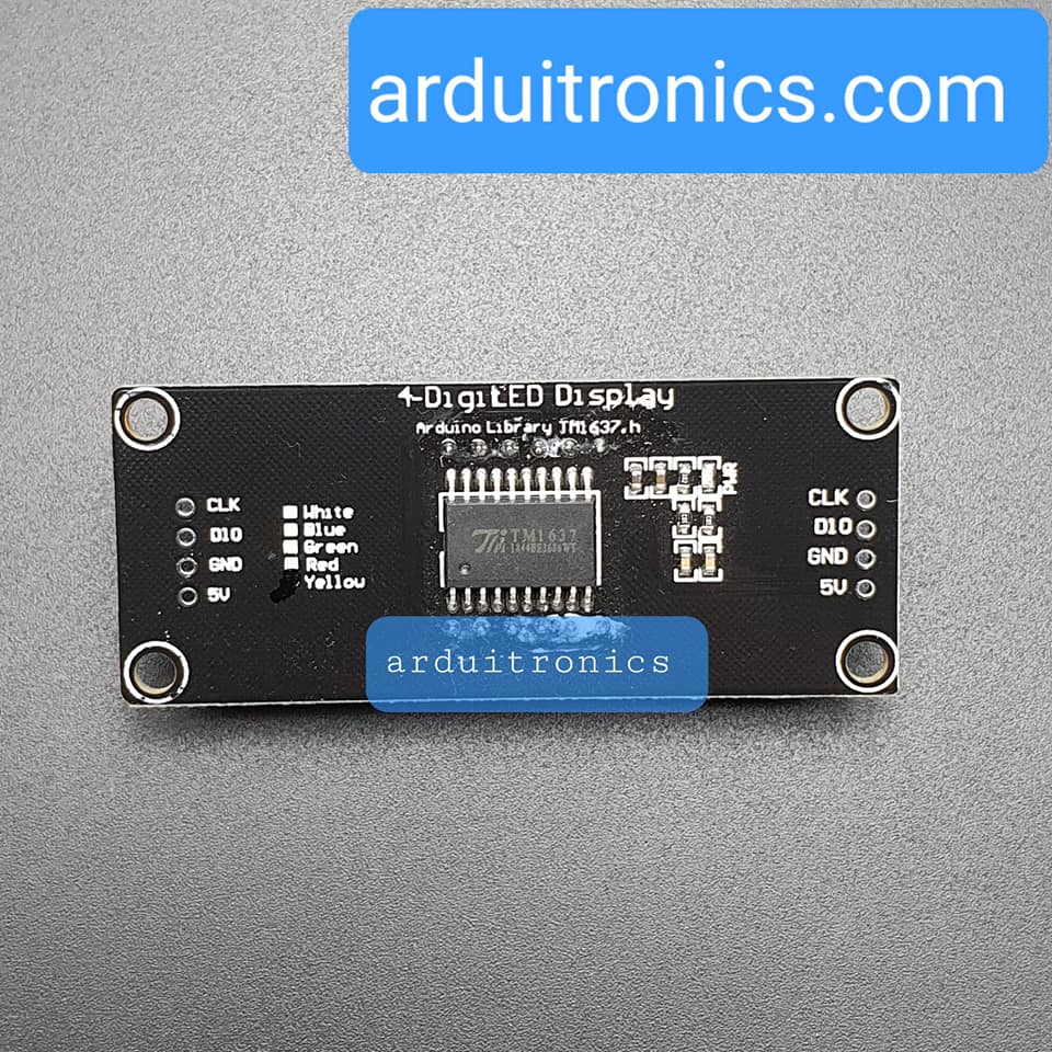 โมดูลแสดงค่าตัวเลข 4 หลัก สีเหลือง 7 Segment 4 Digit TM1637 Module Size 0.56" (5643BY Common Anode)